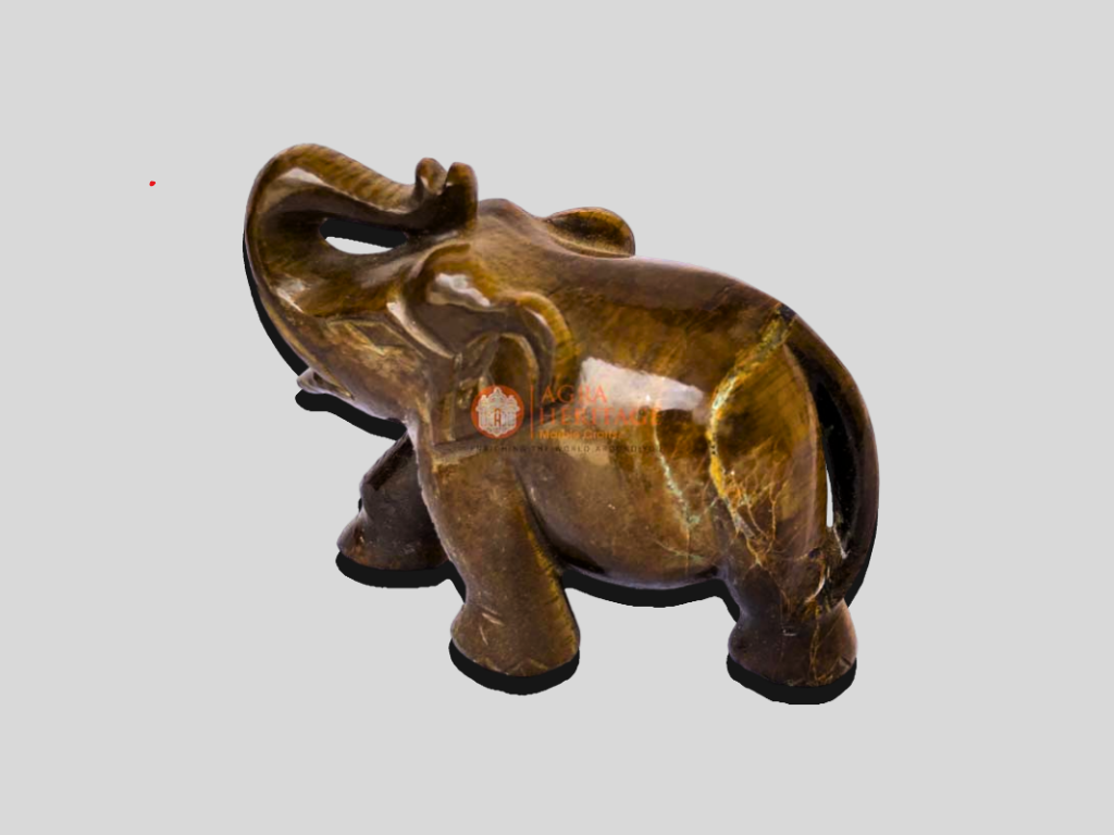 Tiger Eye Small Trunk Up Elephant Statue for Gift